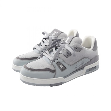 LOUIS VUITTON LV Trainer Sneakers Shoes #9 1/2 leather Suede Gray Gres Used mens