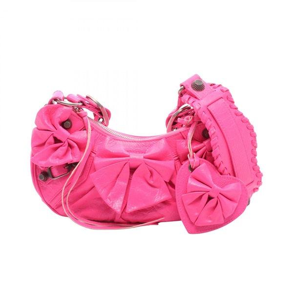 BALENCIAGA LE CAGOLE Ribbon Shoulder Crossbody Bag 671309 leather Pink Used