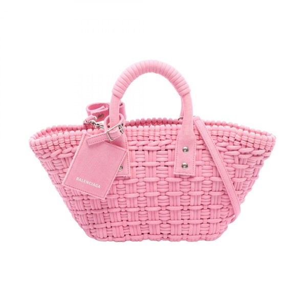 BALENCIAGA BISTRO XS Basket Shoulder Crossbody Tote Bag 671342 canvas Pink Used