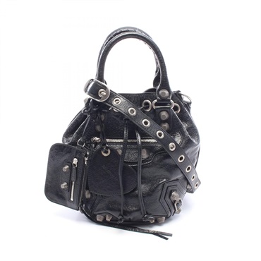 BALENCIAGA LE CAGOLE Bucket Shoulder Crossbody Handbag 702432 leather Black Used