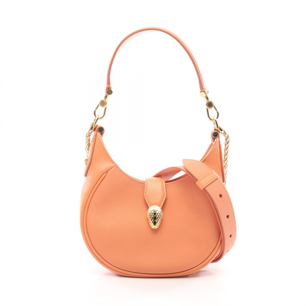 BVLGARI Serpenti Ellipse Small Crossbody Shoulder Handbag leather Pink Used