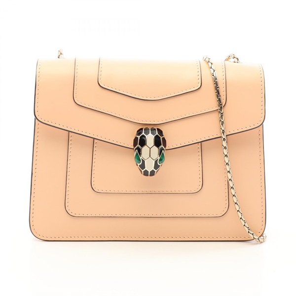 BVLGARI Serpenti Forever chain crossbody Shoulder hand Bag leather Pink Used
