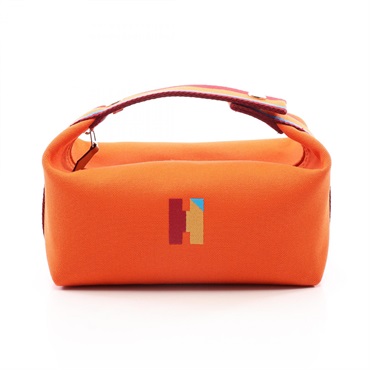 HERMES Bride a Brac PM Handbag purse 104346M canvas Orange Feu Used Women SHW