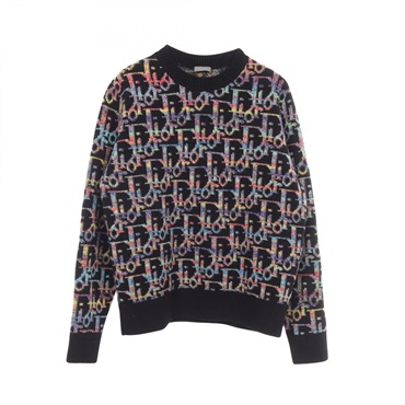Christian Dior Oblique Knitwear Sweater 193M638AT344 wool Black Used size XL
