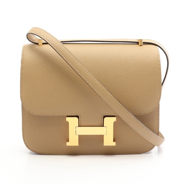 HERMES Constance 3 mini Shoulder hand Bag K Epsom leather Poussiere Used GHW