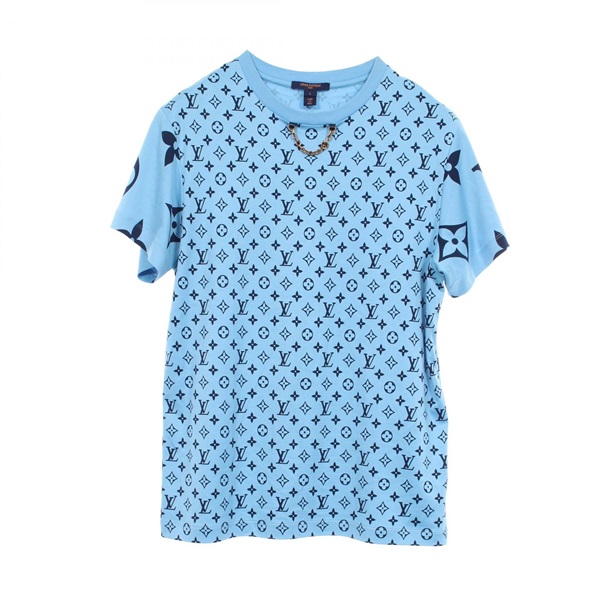 LOUIS VUITTON Mixed Monogram T-shirt RW222W cotton Blue Navy Used mens size L
