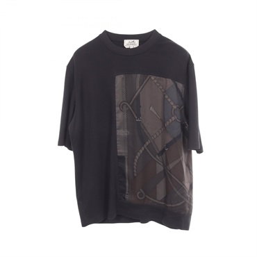 HERMES Parcours Sans Faute Decadre T-shirt cotton cashmere Navy Used mens size L