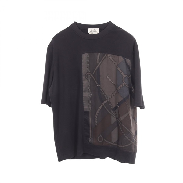 HERMES Parcours Sans Faute Decadre T-shirt cotton cashmere Navy Used mens size L