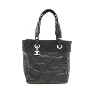 CHANEL Paris Biarritz PM Tote shoulder Bag A34208 leather Nylon canvas SHW Used