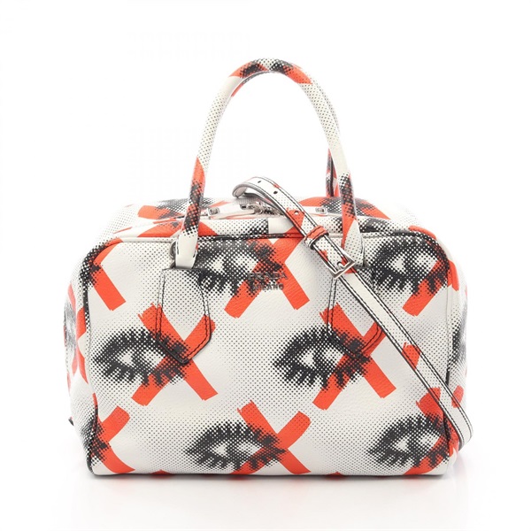 PRADA DAINO ST.EYES Shoulder Crossbody Handbag leather White Black Red Used