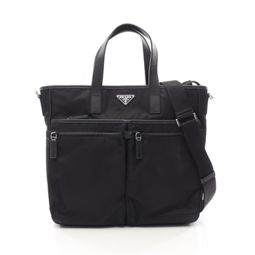 PRADA TESSUTO+SAFFIANO Shoulder Crossbody Tote Handbag 2VG860 Nylon leather Used
