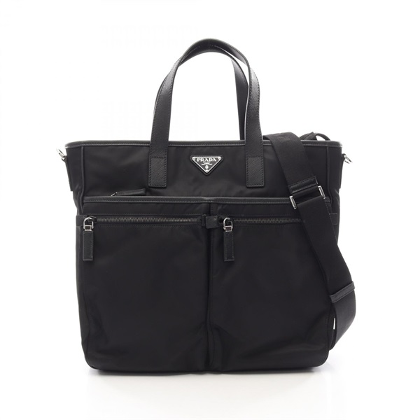 PRADA TESSUTO+SAFFIANO Shoulder Crossbody Tote Handbag 2VG860 Nylon leather Used
