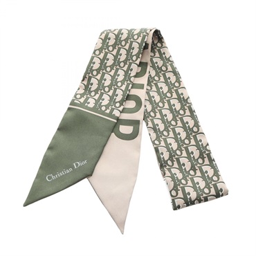 Dior Mitzah J'ADIOR Oblique Ribbon Scarf Silk Beige Khaki Used Women