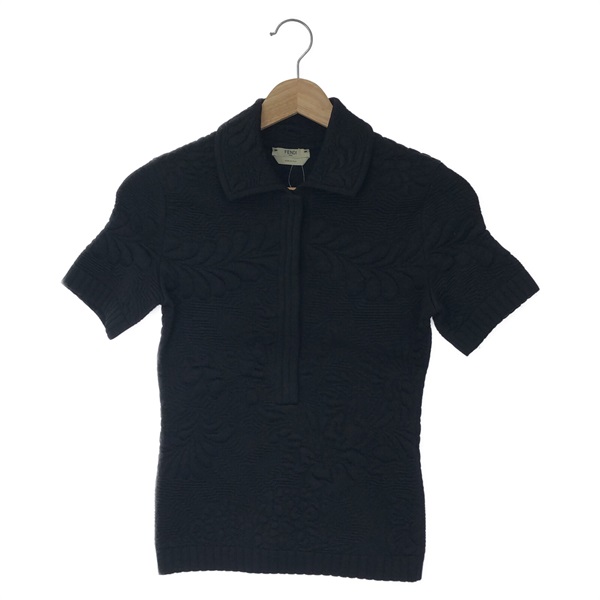 FENDI Short sleeve knitwear sweater Rayon Black Used Women size 36