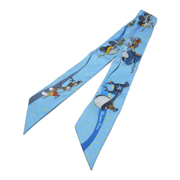 HERMES Twilly scarf silk Light Blue Used Women