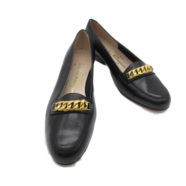 Salvatore Ferragamo Pumps Flats Size #5 Leather Black Used Women