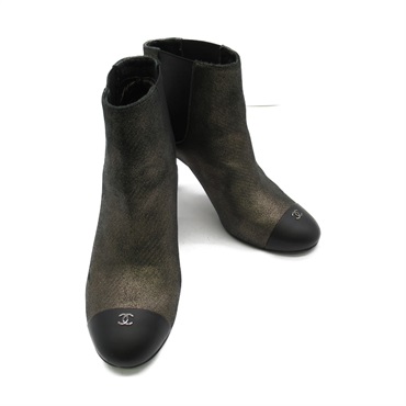 CHANEL short boots #36 shoes heels leather Black Used