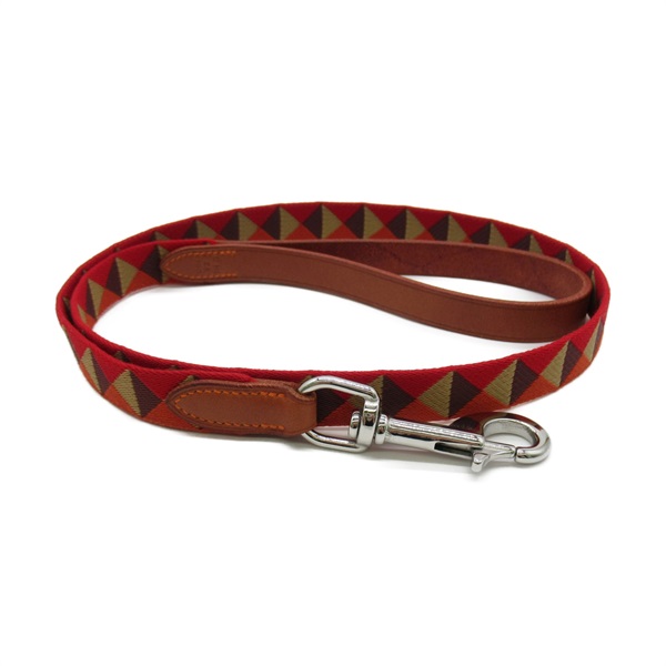 HERMES Lead Leash canvas SHW leather Red Orange Used Women