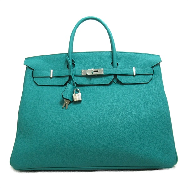 HERMES Birkin 40 hand bag Y Taurillon Clemence leather Blue paon SHW Used