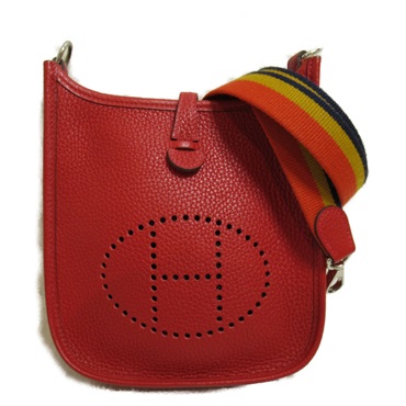 HERMES Evelyne TPM Shoulder crossbody Bag C Taurillon Clemence Rouge vif SHW