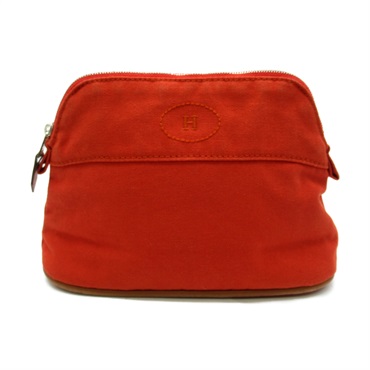 HERMES Bolide pouch mini canvas Orange Used Women