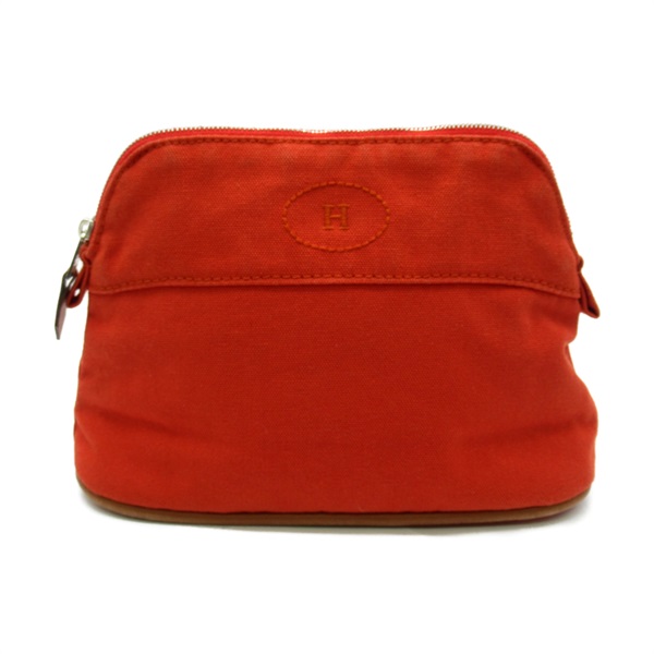 HERMES Bolide pouch mini canvas Orange Used Women