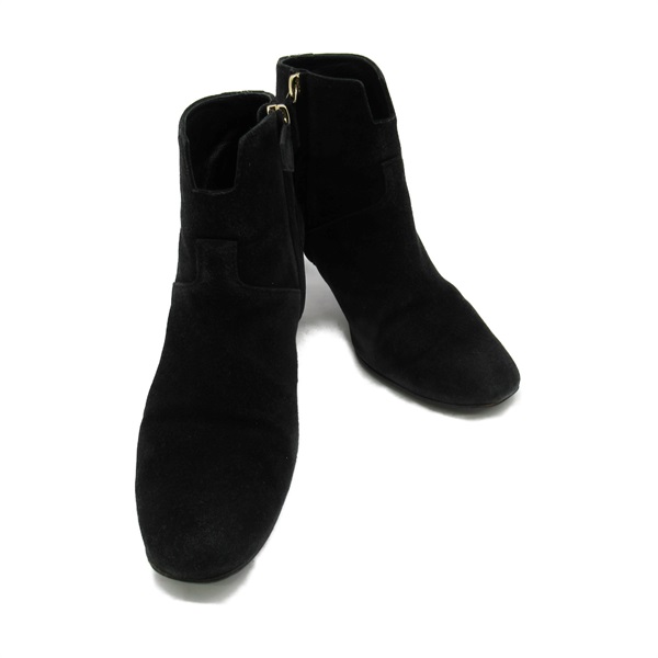 HERMES Short boots shoes Suede Black Used Women size 36 1/2