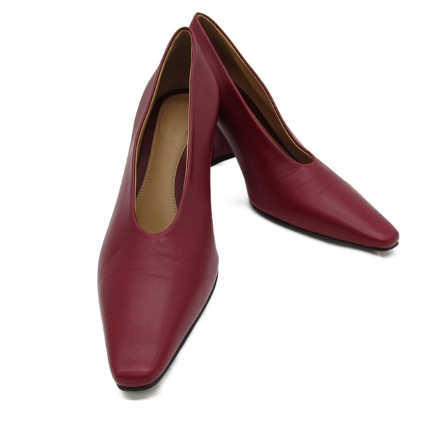 BOTTEGA VENETA pumps Heels Shoes leather Bordeaux Used Women #39