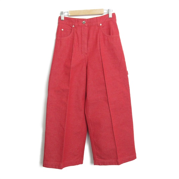 HERMES Denim pants cotton Red Used Women size 34