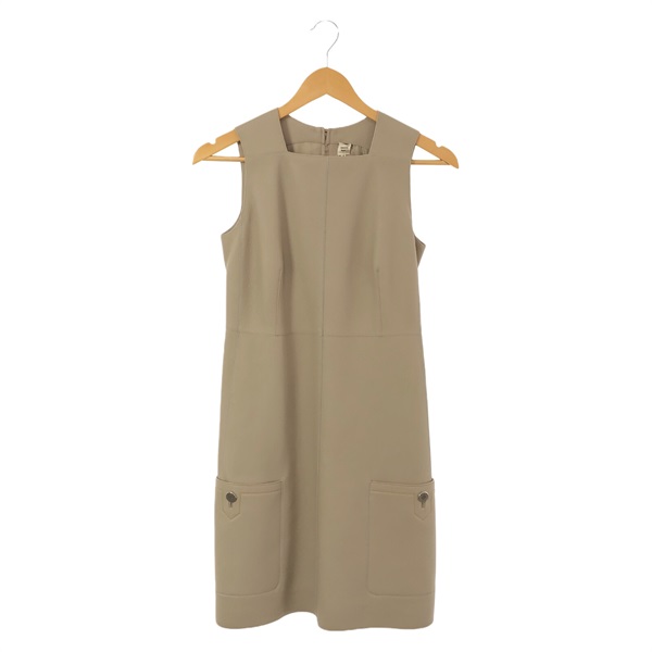 HERMES Dress one piece Beige Used Women size 34