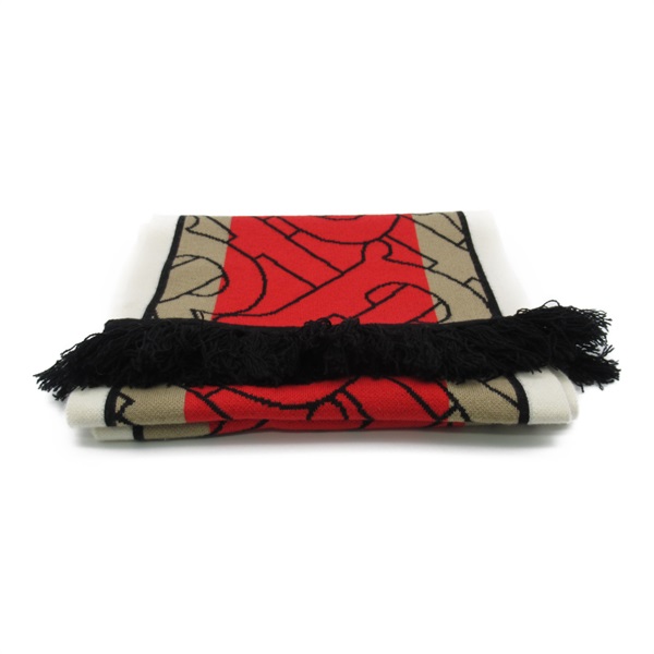 BURBERRY Scarf stole cashmere Red Brown Black Used Women