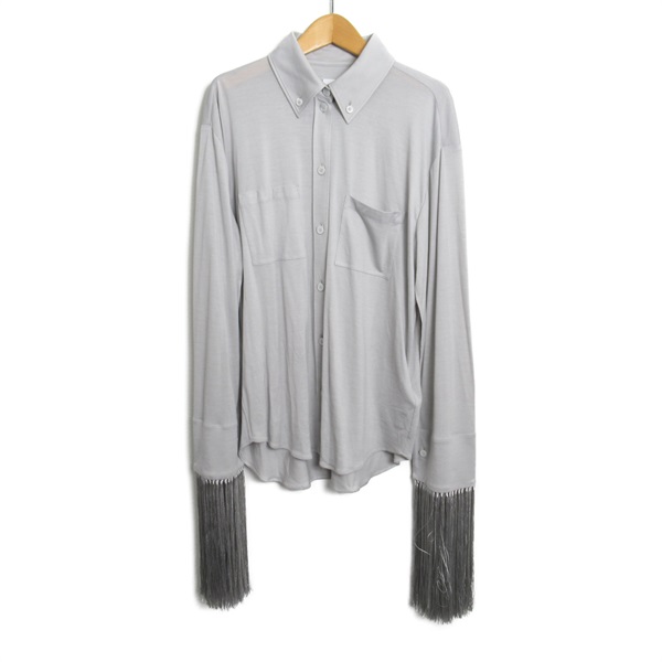 BURBERRY Shirt fringe Long sleeve shirt wool silk acetate Gray Used Women #42