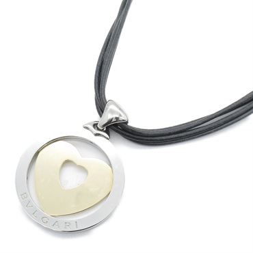 BVLGARI Tondo Heart Large Necklace Pendant 18KYG Yellow Gold Used unisex
