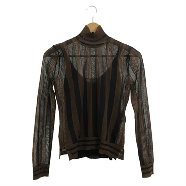 FENDI High neck sweater knitwear FZY923AAEQ silk Nylon Brown Used Women size 36