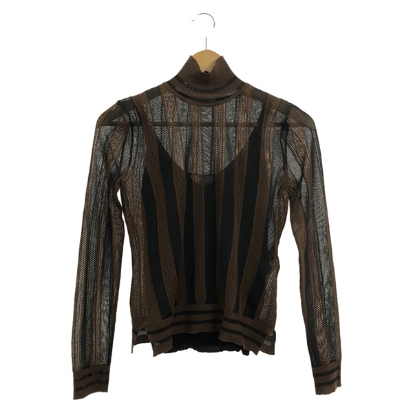 FENDI High neck sweater knitwear FZY923AAEQ silk Nylon Brown Used Women size 36