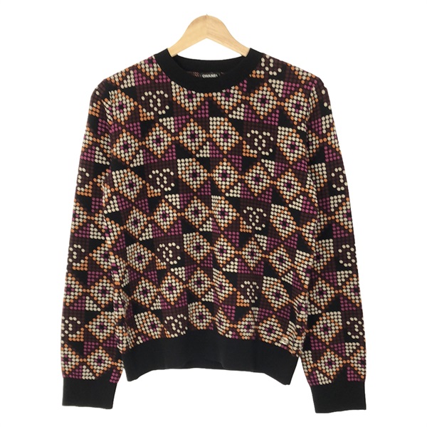 CHANEL Sweater 2023/24 AW knitwear P75395K10798 cotton Purple Used Women #36