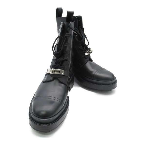 HERMES Kelly belt short boots shoes #35 WS22070Z2303 leather Black Used