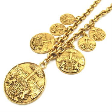 CHANEL Necklace Pendant Gold Plated Used GHW CC Coco women