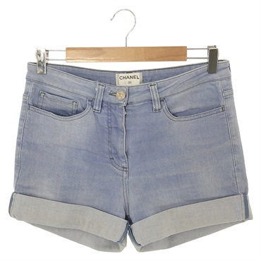 CHANEL Shorts pants P32893V23364 cotton Blue Used Women size 40