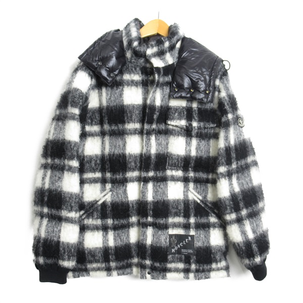 MONCLER Down jacket coat wool Alpaca wool White Black Used mens size 0