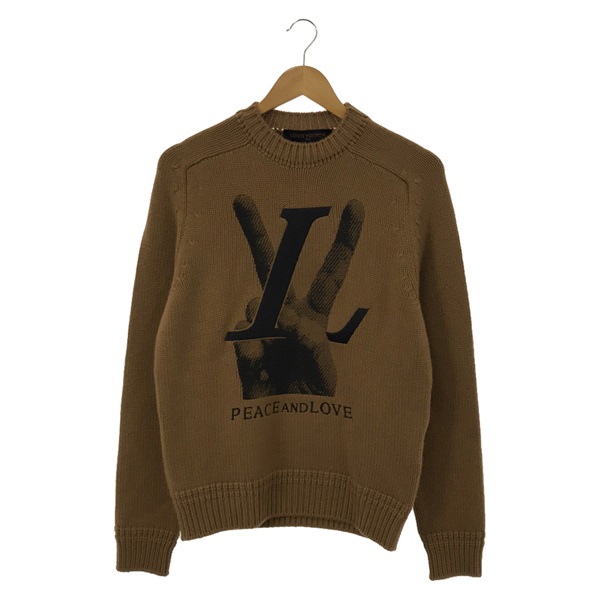 LOUIS VUITTON PEACE AND LOVE knitwear RM182 GVE HFN96W cashmere Brown mens #S