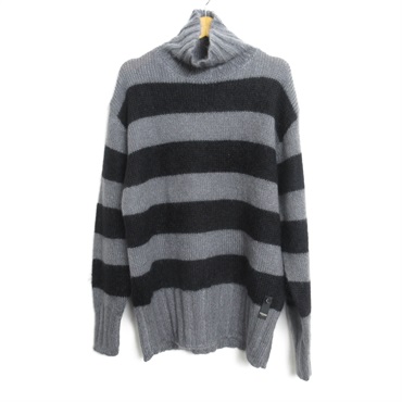 FENDI Turtle knitwear stripe #48 Mohair Gray Black Used mens