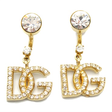 DOLCE & GABBANA Pierced earrings Gold Plated Rhinestone Gold Used