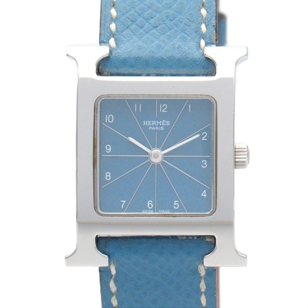 HERMES H watch Wrist Watch HH1.210 Quartz Stainless Steel Leather Used Women