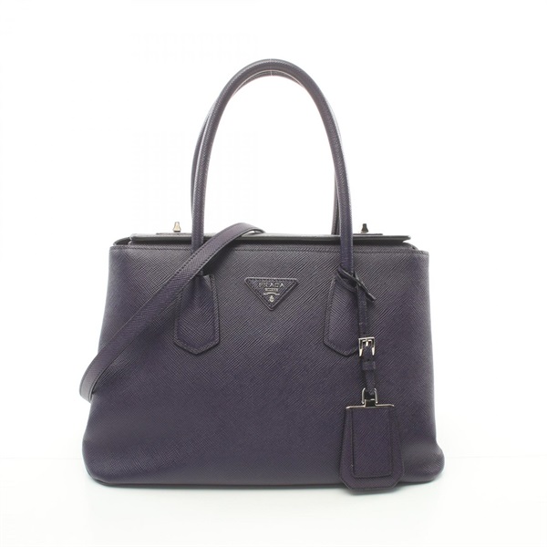 PRADA 2way shoulder Tote Handbag Safiano leather Purple Used Women crossbody