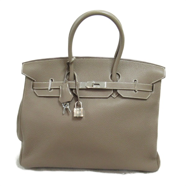 HERMES Birkin 35 Hand bag N Togo leather SHW Etoupe Grey Used