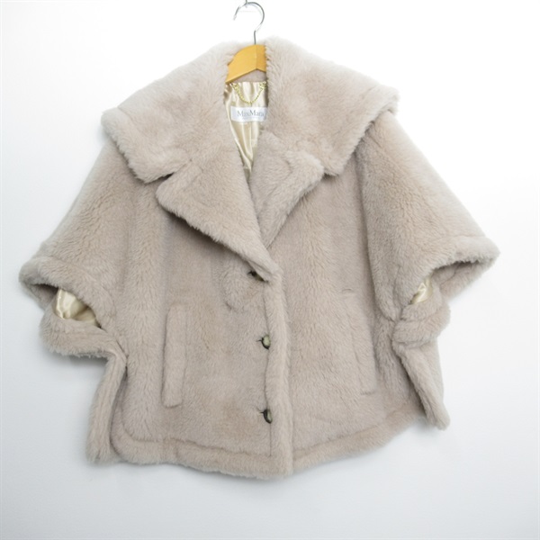 MAX MARA CAMBUSA1 poncho coat 2347360137 wool silk alpaca Beige Used Women #ML
