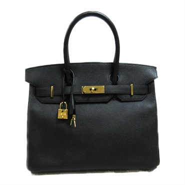 HERMES Birkin 30 Black Hand bag Epsom leather GHW Noir Used Women