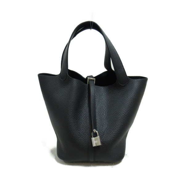 HERMES Picotin Lock MM Hand bag Clemence leather SHW Black Noir Used Women