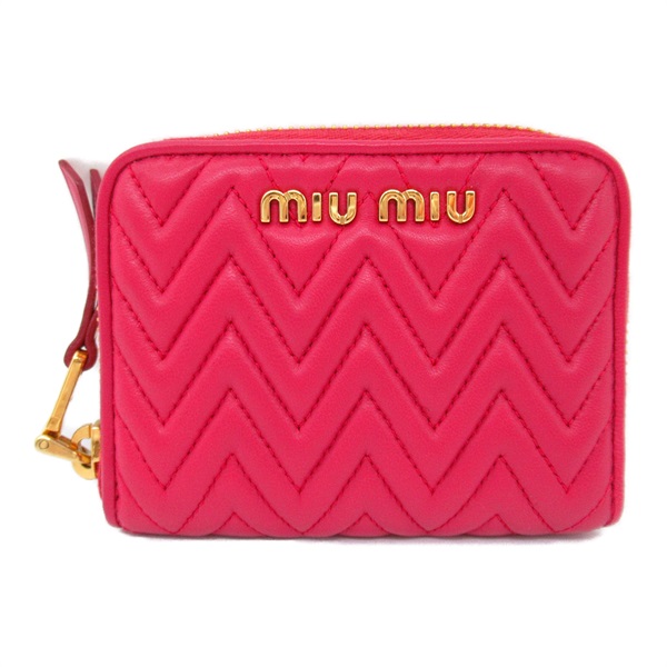 Miu Miu coin purse Wallet 5MM268 leather Pink Used Women